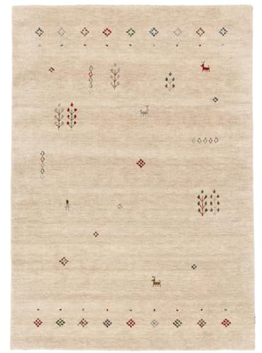 RugVista Gabbeh Giza Teppich, 160 x 230 cm, Beige | Gabbeh, Rechteckig, Niedriger Stapel, Nur chemische Reinigung, Oeko-Tex 100, Wohnzimmer, Schlafzimmer