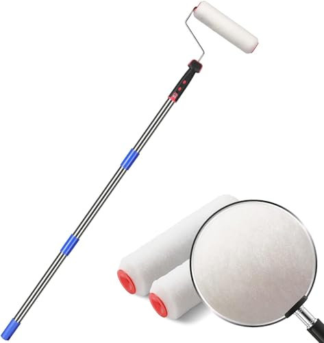 Paint Roller, 6 FT Paint Roller Extension Pole Paint Roller kit with House Paint Roller Brush Stainless Steel Pole, New Splicing Rod, Mural Brush for Walls, Floor, Ceiling