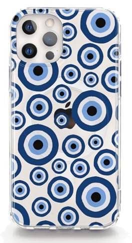 Evil Eye Phone Case For Apple iPhones, 16, 15, 14, 13, SE Pro Max, Mini, Plus, Samsung S23, S24, S25 Clear Gel Case Compatible with MagSafe, Blue Evil Eyes Phone Case, Gel Phone Cover