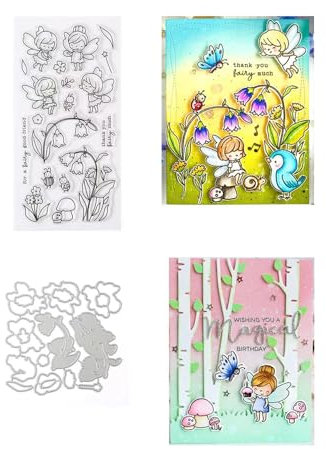 Blume Geist Stempel und Stanzschablonen für Karten Herstellung, Blume Fee Stanzen Stempel und Briefmarken Set für DIY Scrapbooking Fotoalbum Dekorativ