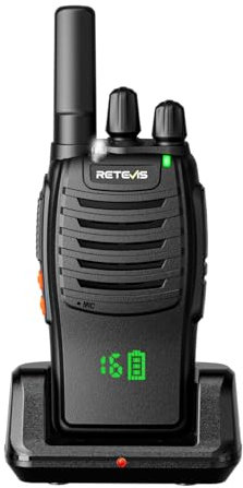 Retevis H777H Walkie Talkie for Adults, PMR446 Two Way Radio with Hidden Display, USB C, VOX, Flashlight, 16 Channels, Portable Walkie Talkies for Family, Camping (Black, 1 Pcs)