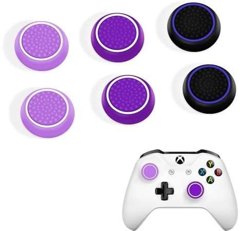 DLseego Thumbstick Grip Caps for PS4 PS5 Xbox Controller,6PCS Silicone Thumb Stick Grip Cover Dots Studded Design Joystick Controller Thumb Grip Cap,Lila