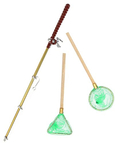 CIYODO 1 Satz Mini-angelrutenspielzeug Dekorationen Aus Fischnetzen Spielzeug Angelrute Dekor Strand Pole Mikro-angelrute Angelspielzeug Puppen-angelausrüstung Fisch-Spiel Legierung Green