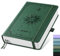EMSHOI Notizbuch A5 Kariert, Notizblock, Hardcover Leder 320 Seiten mit 1 Innentasche, 100gsm Kariertes Papier, für Frauen Männer Büro Schule Arbeit Tagebuch, 14.5 x 21cm - Dunkelgrün