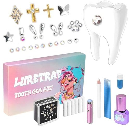30 Stück Tooth Gem Kit Zahnstein Schmuck DIY Set - Edelstein Zahnschmuck Für Reflektierende Zahnverzierungs Dekoration