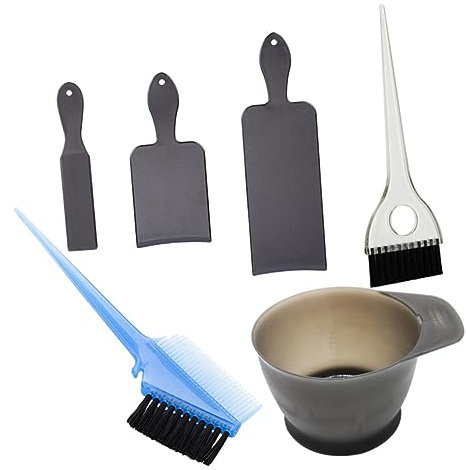 Baluue Tragbares Haarfärbewerkzeug-set Haarfärbeset 6-teiliges Werkzeug Wiederverwendbar Für Zuhause Oder Den Salon Haarfärbezubehör Schwarz/grau