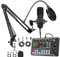 Carte Son Live avec Effets de Mixage et Changeur de Voix, F998 Table de Mixage Audio, Carte Son Professionnelle avec Lumières LED, Effets Sonores Multiples et Changeur de Voix,Black
