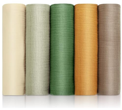 Huiguli 5 Stück Spucktücher Baby, 60x60cm Mulltücher Baby Spucktücher, 100% Baumwolle Pucktücher, Saugfähig und Atmungsaktiv, Musselintücher für Neugeborenen Kleinkinder