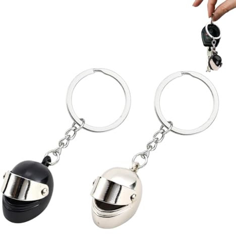 BOPRKTM 2 Stück Motorrad Helm Schlüsselanhänger 3D-Mini Helm-Schlüsselanhänger Auto Keychain Anhänger Deko Stoßdämpfer Schlüsselbund Motorradfahrer Geschenkidee Biker Geschenk für Feriengeschenk