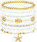YUEXNKO Strand Armband Damen, 7 Stück Strand Schmuck Armband, mit Seesternen und Muscheln, Frauen Mädchen Sommer Schmuck, für Summer Strandparty Urlaub(A)
