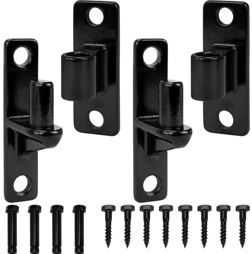 2 Pairs Wall Mount Gate Hinges, 304 Stainless Steel Gate Hinge, Black | Heavy Duty One Piece Gate Hardware with 5/8 Hinge Pin for Metal Gates Wooden Fences Outdoor; Capacity up to 600lbs