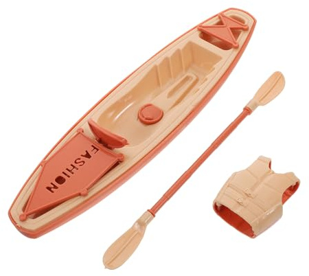 NUOBESTY Realistisches Kunststoff Kajakmodell 1 Satz mit Paddeln und Westen | Rustikale Tischdeko, Segelboot Holz Look für Heim Kanu Dekorationen und Kanu Ornament