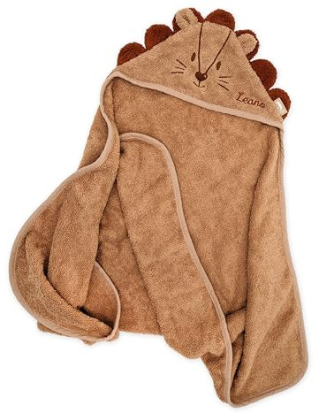 wunderwunsch Jollein Kapuzenhandtuch mit Name, Babyhandtuch personalisiert | Handtuch für Baby personalisiert, großes Kapuzenbadetuch 100x100 aus Baumwolle, Kinder Badetuch Junge und Mädchen bestickt