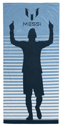 Jay Franco Kids Messi Football 100% Cotton Beach Towel - 71 x 147cm Super Soft Bath Towel, Pool & Travel, Official Licensed Product, Blue