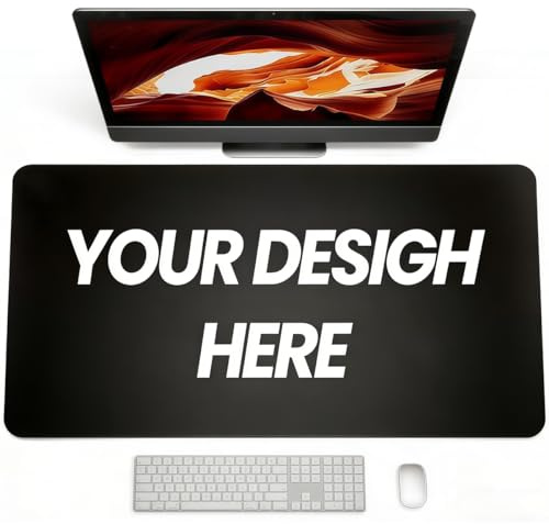 Personalised Large Mouse Mat with Custom Logo/Text, Extended Desk Pad with Non-Slip Base for Professional Gaming & Business Office Workspace (90 x40 cm)