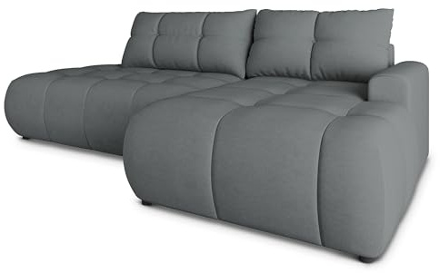 Masseno Ecksofa FLUMA CL R-S mit Schlaffunktion L-Form, Modern Sofa mit Bettkasten, Wohnzimmersofa, Couch, Soffa, Bettsofa, Couchgarnitur - Grau, Castel 93