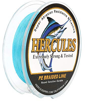 Hercules Super Strong 100M 109 Yards Braided Fishing Line 20 LB Test for Saltwater Freshwater PE Braid Fish Lines 4 Strands - Blue, 20LB (9.1KG), 0.20MM