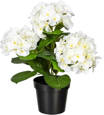 Fuchs seit 1895 Künstlicher Hortensienbusch im Kunststofftopf ca. 32cm in versch. Farben, Farbe:weiß