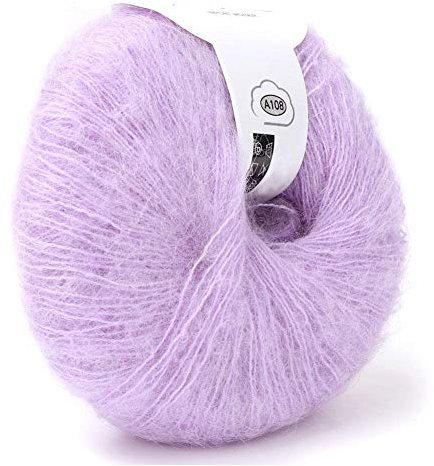 Wollgarn zum Stricken Weiche Mohair Strick Angora Lange Wollgarn DIY Schal Häkelgarn Liefert (Mit einem Häkeln)(violett)