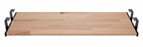 FIX&EASY Tastaturauszug mit Tastaturablage 600X400mm buche Holz massiv, Auszugschienen schwarz 400mm mit Einrastfunktion, Set Ablage und 27mm Auszug mit Verriegelung für Tastatur Maus Keyboard Laptop