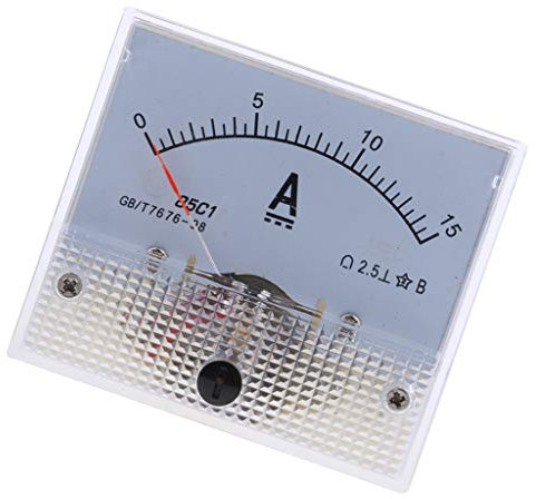 Inzopo Amperometro analogico DC - 0-15A, precisione classe 2.5, bianco, 64x56x52mm