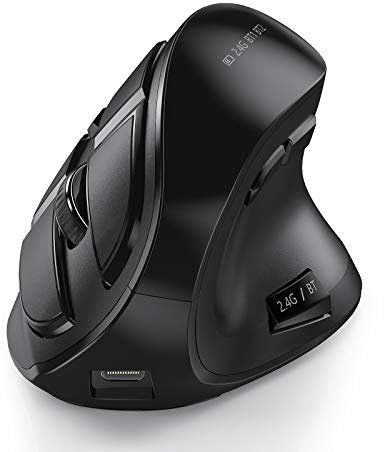Seenda Ergonomic Mouse Wireless, Rechargeable Vertical Mouse for Multi-Purpose (BT3.0/5.0/2.4GHZ), Ergonomic Mouse Bluetooth for Laptop/PC/Smart TV/Mac/Smartphone/Tablet/iPad - Black