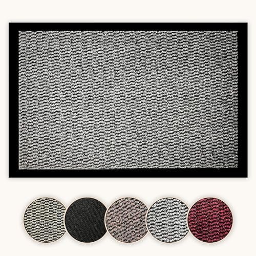 Bear & Panda - Dirt Trapper Door Mat - Indoor/Outdoor non-slip Washable Barrier Door Mat, Heavy Duty Entrance Rug Shoes Scraper, Super Absorbent Front Doormat Carpet (Grey, 80 x 120 cm)