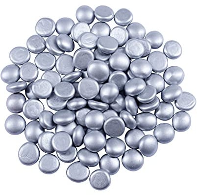 Galashield Flat Glass Marbles Vase Filler Beads 1lb, 100 Silver Stones