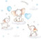 Little Deco Wandsticker Wandtattoo Kinderzimmer Deko Junge Tiere Elefanten blau Ballons Wolken Aufkleber Babyzimmer Spielzimmer Wandbild selbstklebend DL209-25