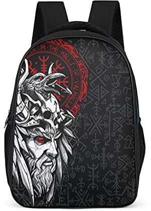 Wikinger Odin Rucksäcke für Arbeit Reisen-Schul Rucksack-Geschenke für Mädchen und Jungen&Teenager Bright Gray Einheitsgröße
