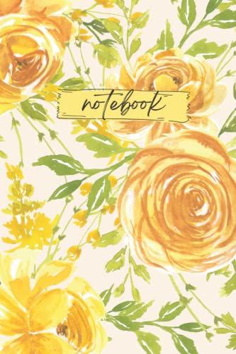 Yellow Rose Notebook 6x9 100 Page Lined Notebook or Journal