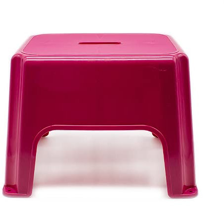 CABLEPELADO Taburete de Rattan y Plástico Apilable, Banqueta Multiusos, Soporta 150Kg, 28.5 cm x 44 cm, Rosa