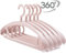 Trrcylp Confezione da 10 grucce in plastica resistente, capacità 11,3 kg, gancio girevole per vestiti, spalle larghe, antiscivolo, spesso (rosa)