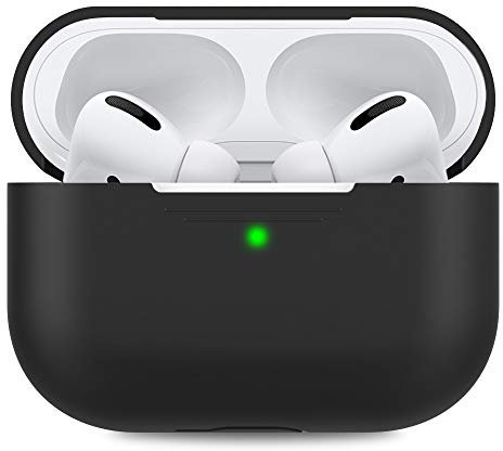 AHASTYLE Case per Airpods Pro Case Cover, Custodia Protettiva in Silicone [LED Anteriore Visibile][Supporto Ricarica Wireless] Compatìbile con Apple Airpods Pro 2019