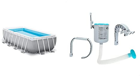 4M X 2M X 1M Prism Frame Rectangular Pool Set & Oberflächenskimmer - Deluxe Oberflächenskimmer zur Wandmontage - Hängeskimmer, Grau