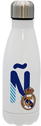 Real Madrid Wasserflasche aus Edelstahl, luftdicht, mit blauem Design, 550 ml, Weiß, offizielles Lizenzprodukt (CyP Brands)