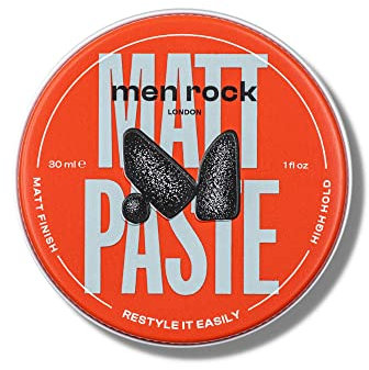 Men Rock 30ml Matt Paste - High Hold, Matte Finish, Shea Butter Enriched for Volume, Texture & Nourishment, Ideal for Relaxed, Reworkable Styles