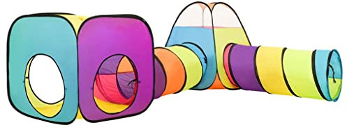 vidaXL Kinder Spielzelt Bällebad Kinderzelt Babyzelt Spielhaus Zelt mit Tunnel Tragetasche 3-in-1 Design für Indoor Outdoor Mehrfarbig 190x264x90cm
