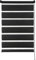 GARDINIA Doppelrollo zum Klemmen oder Kleben, Duo-Rollo ohne Bohren, Seitenzugrollo, Transparente und blickdichte Streifen, Schwarz, 100 x 150 cm