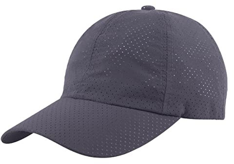 KYEYGWO Atmungsaktive Baseball Cap für Damen und Herren, Schnell Trocknend Baseballkappe Verstellbar Sonnenhut Einfarbig Outdoor Sportmütze, Dunkelgrau
