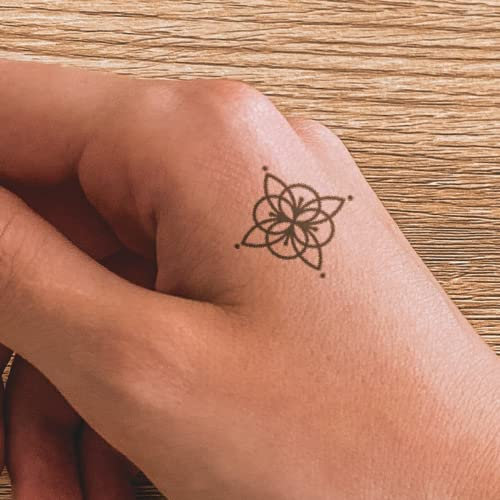 Inkster® Energie Mandala Tattoo | Temporäres Tattoo mit EU-Kosmetikzertifizierung | wasserfest + vegan | revolutionäres 2-Wochen-Tattoo | Fake Tattoos und Klebetattoos für Erwachsene