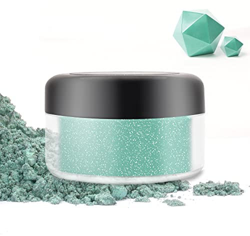 Essbarer Glitzer - 10g Essbarer Glitzerstaub Glitzerpulver für Lebensmittel, Getränke, Kuchen - Metallisch Lebensmittelfarbe Pulver Staubpulver zum Dekorieren von Torten, Süßigkeiten, Keksen (Minze)