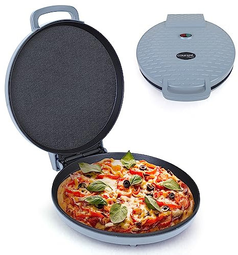 Courant Pizza Maker Macchina per pizza da 12 pollici, recentemente migliorata, manico freddo al tatto, piastre antiaderenti, forno per pizza e macchina per calzone, forno elettrico da banco per la
