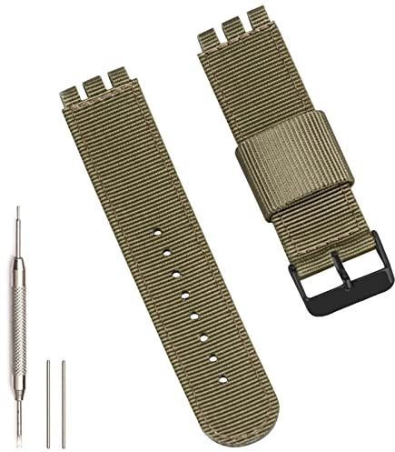 Hijiawee Cinturino di ricambio per Swatch 17 mm 19 mm 20 mm, cinturino in nylon intrecciato morbido e resistente per orologi Swatch (20 mm, verde)
