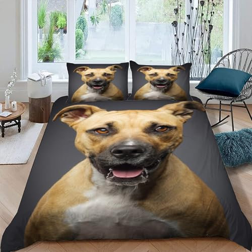 VIMOOR Pitbull Bettwäsche Set 135x200cm Kinder Jungen Mädchen Tiere, Haustiere Bettbezug mit Reißverschluss und 2 Kissenbezüge 80x80cm 3D Weich Mikrofaser Jugendliche Bettbezüge 3teilig Winter