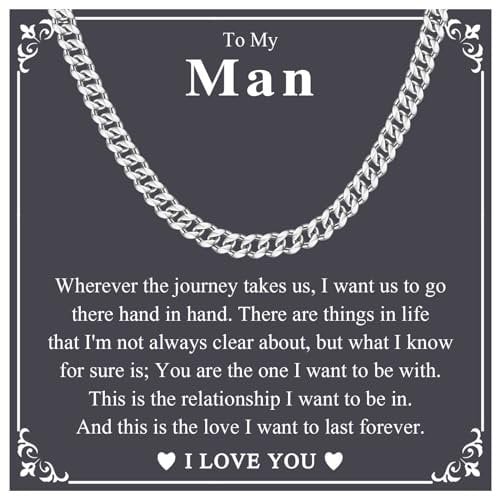 KORAS Gifts for Him, Mens Gifts Cuban Chain Necklace Gifts for Boyfriend Husband, I Love You Gifts for Him Jewellery Presents for Birthday Christmas Valentines Day