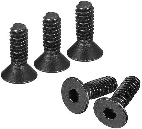 QUARKZMAN #6-32x1/2 Plat Tête Douille Capuchon Vis, 10,9 Grade Carbone Acier Hex Fraisée Boulons Machine Fixations, Entièrement Fileté, Noir Oxyde, 20pcs