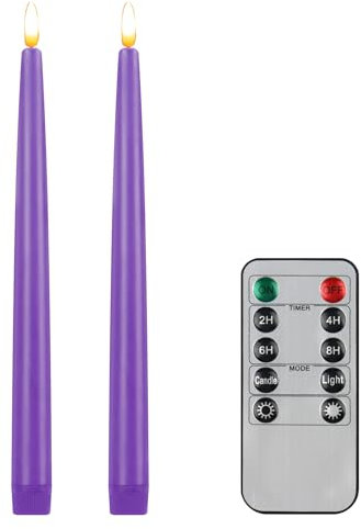 CVHOMEDECO. Candele coniche senza fiamma con telecomando a 10 tasti, funzionamento a batteria, LED tremolanti 3D, candele per finestre con stoppino in vera cera, decorazione per la casa o per feste di