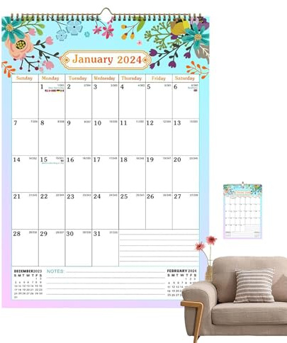Celuicion Wandkalender 2024, Familienkalender | Dekorativer Wandkalender für Zuhause und Familie, Monatskalender 2024 mit Fadenheftung von Januar 2024 bis Juni