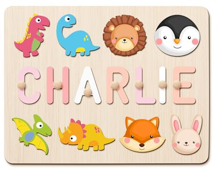 GifXify Personalised Name Puzzle for Kids | Custom Wooden Puzzles for Toddlers 1-3 | Perfect Baby Gifts for Boys & Girls | Montessori Learning Toys for Baby's First Birthday, Christmas (Basic)